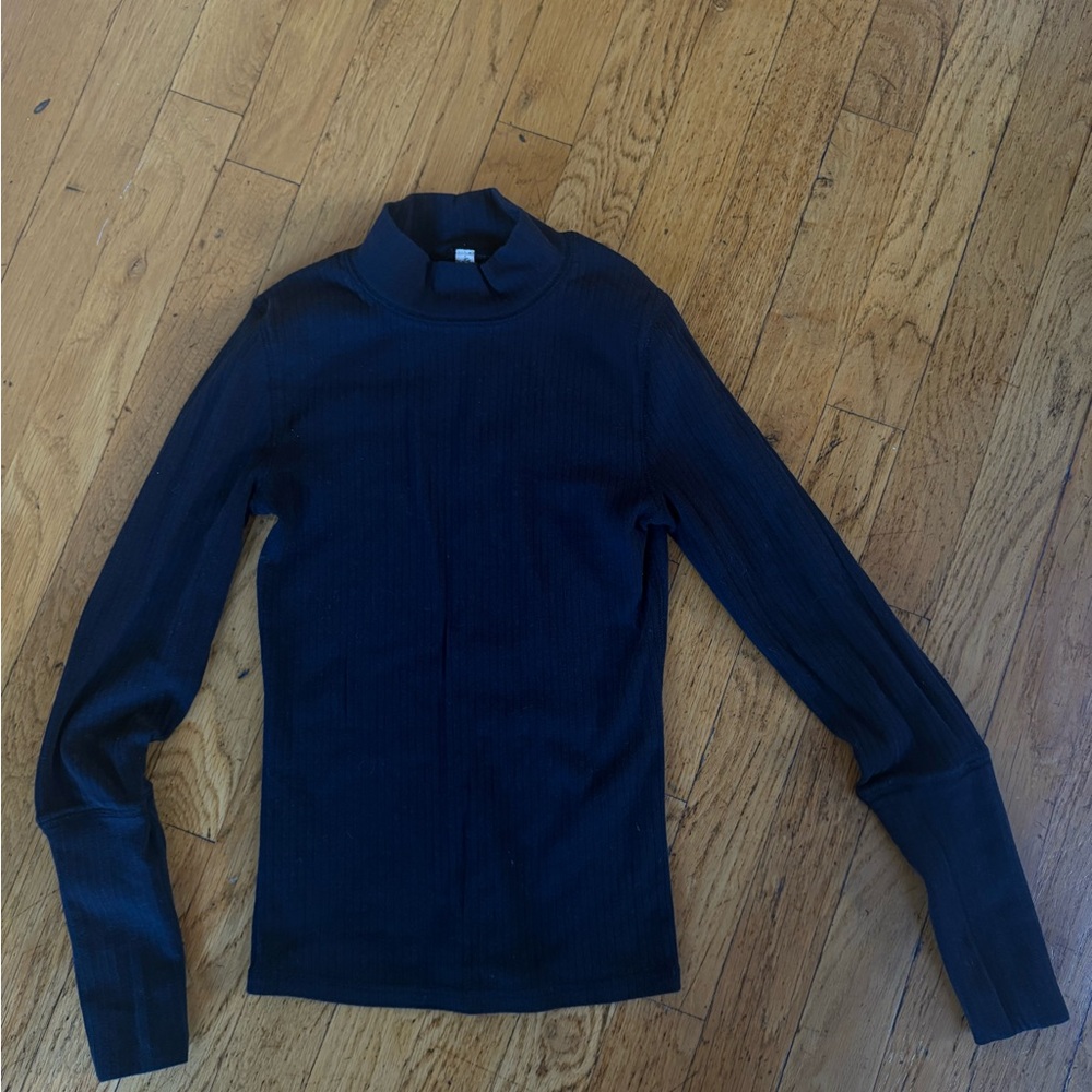 Intimately free people FP mock neck black turtleneck long sleeve ribbed top
